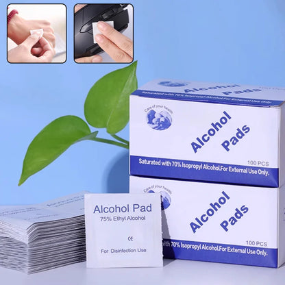 100Pcs/box 75% Alcohol Wipes Individually Wrapped For Disposable Cleaning Pads Car Detail Glass Wash Towel Screen Glasses Clean