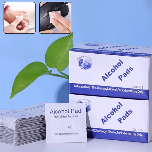 100Pcs/box 75% Alcohol Wipes Individually Wrapped For Disposable Cleaning Pads Car Detail Glass Wash Towel Screen Glasses Clean