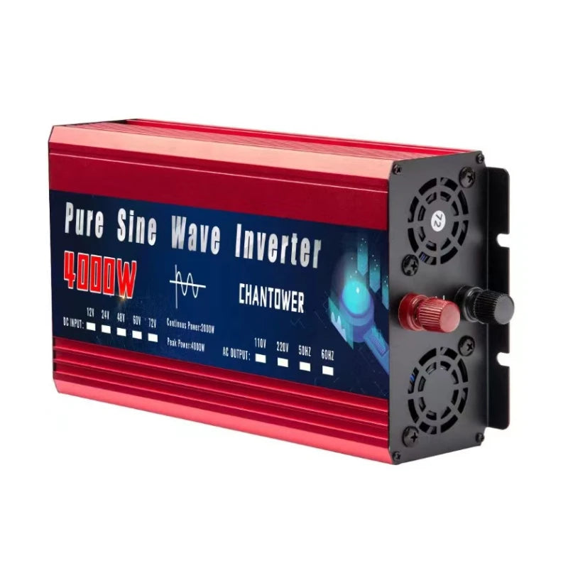 Inversor Onda Pura DC 12V/24V a AC 110V/220V (2000W-5000W) Convertidor Voltaje Portátil Auto/Solar