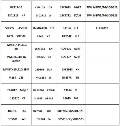 Kit Libro Muestras Transistores/Diodos/ICs SMD SOT-23 - 87 Valores (25/50 Unids c/u)