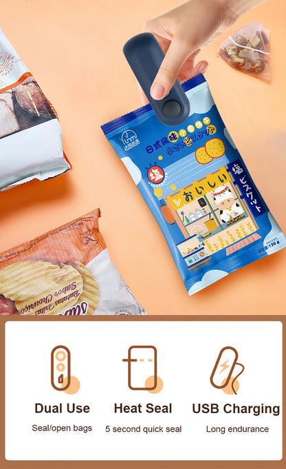 Mini Selladora Térmica Portátil para Bolsas Plásticas Alimentos (Clip Sellador Manual Embalaje)