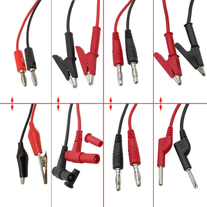 Puntas Prueba Universales Multímetro - Banana 4mm a Pinza Cocodrilo / Gancho / Aguja (1 Pza)