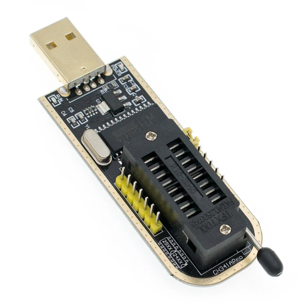 Kit Programador USB CH341A/CH341B 24/25 Series EEPROM Flash BIOS + Clip Test SOIC8/SOP8