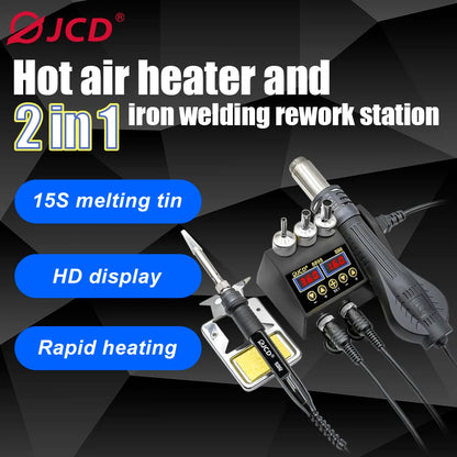Estación de Soldadura 2 en 1 (Cautín + Pistola Aire Caliente) 750W para Reparación BGA/SMD (Modelo JCD 8898)