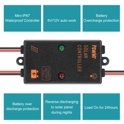 Choice MPPT 5A 10A Solar Charge Controller 6V/12V/24V Auto Adapt Regulator Solar Panel Waterproof IP57 IP68 Can Work for 24H