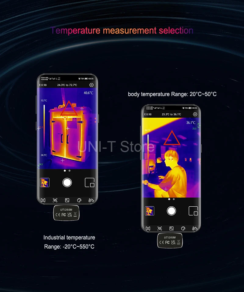 Termógrafo Móvil UNI-T UTi260M para Android (Tipo C) - Herramienta Temperatura Módulo PCB/Electrónico