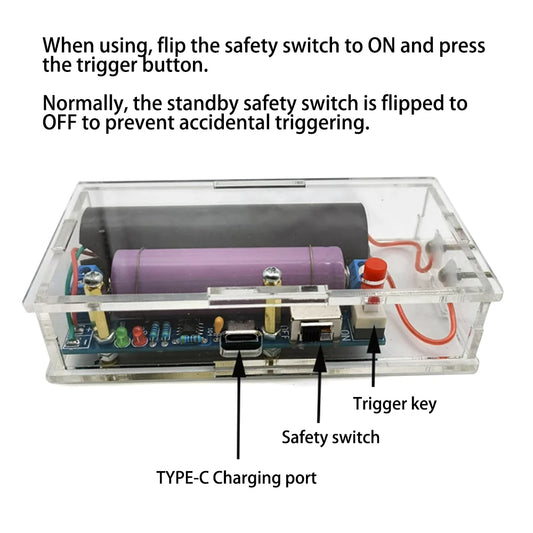 Kit DIY Generador Alto Voltaje DC 3-6V a 1000kV Boost Inverter Transformador con Interfaz USB-C