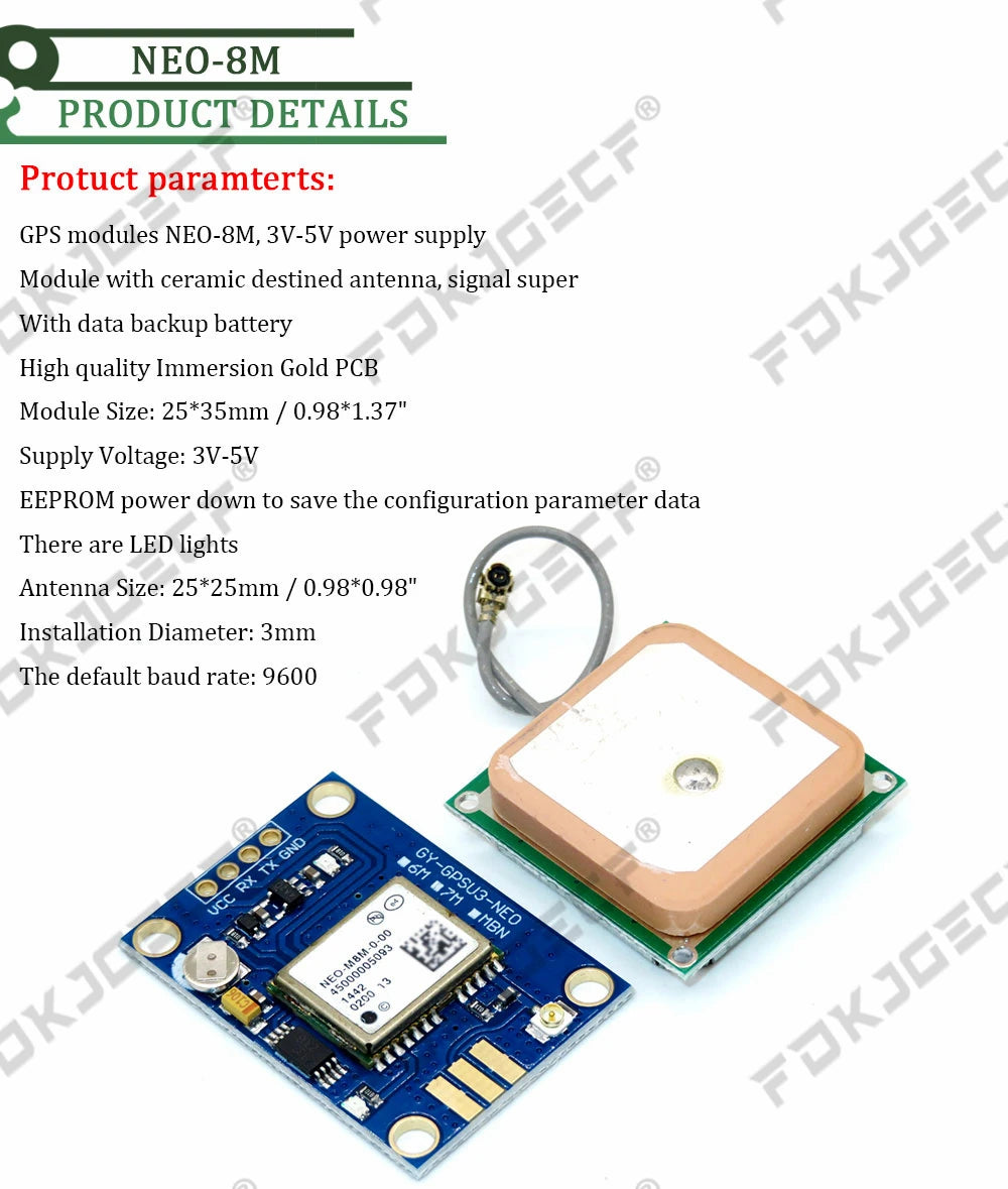 Módulo GPS NEO-6M / NEO-7M / NEO-8M (Micro USB, Posicionamiento Satelital) para Arduino/STM32/C51