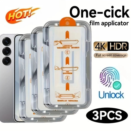 Pack 3 Protectores Pantalla Cristal Templado Premium (Instalación Fácil) para Samsung Galaxy S22-S25 Ultra/Plus/Edge