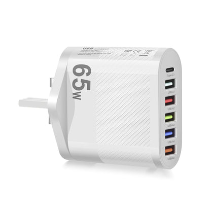 Cargador Pared USB Múltiple 6 Puertos 65W Carga Rápida Alta Velocidad (PD, QC 3.0) Adaptador Móvil para Huawei Mate 60/Xiaomi 13