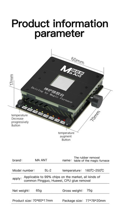 MaAnt SL-2 Preheating Platform Constant Temperature BGA glue removing station for iPhone Android CPU NAND flash IC Chips Repair