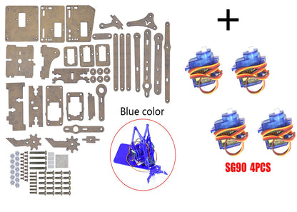 Kit Garra Brazo Robot Manipulador Mecánico Acrílico 4-DOF (Desarmado, para SG90/MG90S) Arduino STEAM
