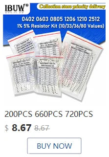 Capacitor Cerámico Multicapa Chip SMD 0805 (0.5pF-22uF) - Pack 100 Unidades (Valores Surtidos)