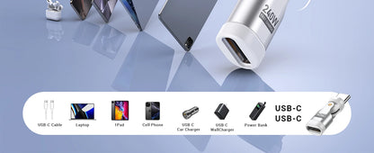 Adaptador Magnético AUFU USB-C Hembra a Tipo C Macho 9 Pines (240W Carga Rápida) Convertidor para iPhone 15/16/Laptop/Macbook/Samsung