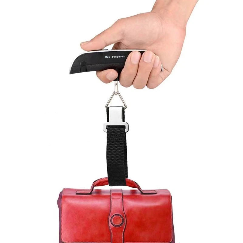 Balanza Portátil Digital LCD (110lb/50kg) Electrónica Colgante para Equipaje/Maleta Viaje (Herramienta Peso Bolsa)