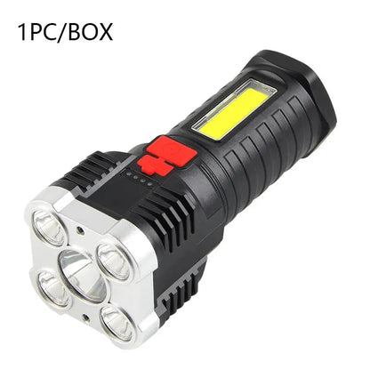 Linterna LED Alta Potencia (5 LEDs) Recargable Foco Camping con Luz Lateral (3 Modos) para Aventura Exterior