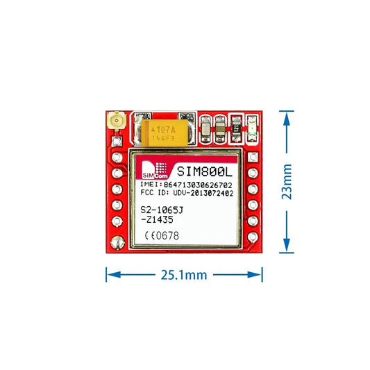 Módulo GSM/GPRS SIM800L (MicroSIM, Quad-Band, Serial TTL) Placa Core Pequeña para Arduino