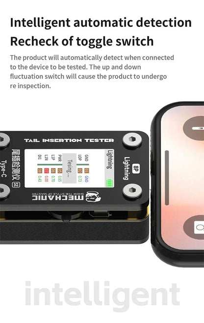 Tester Inserción Trasera Mechanic T-824 / T824-SE - Detector Interfaz Tipo-C/Lightning para Reparación Móvil