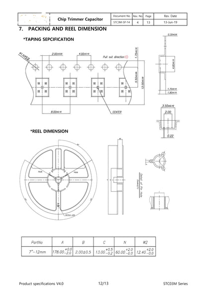Capacitor Trimmer Cerámico SMD SEHWA Ajustable (3pF/6pF/10pF, 4.5x3.2mm) - Pack 5 Unidades (Valores Surtidos)