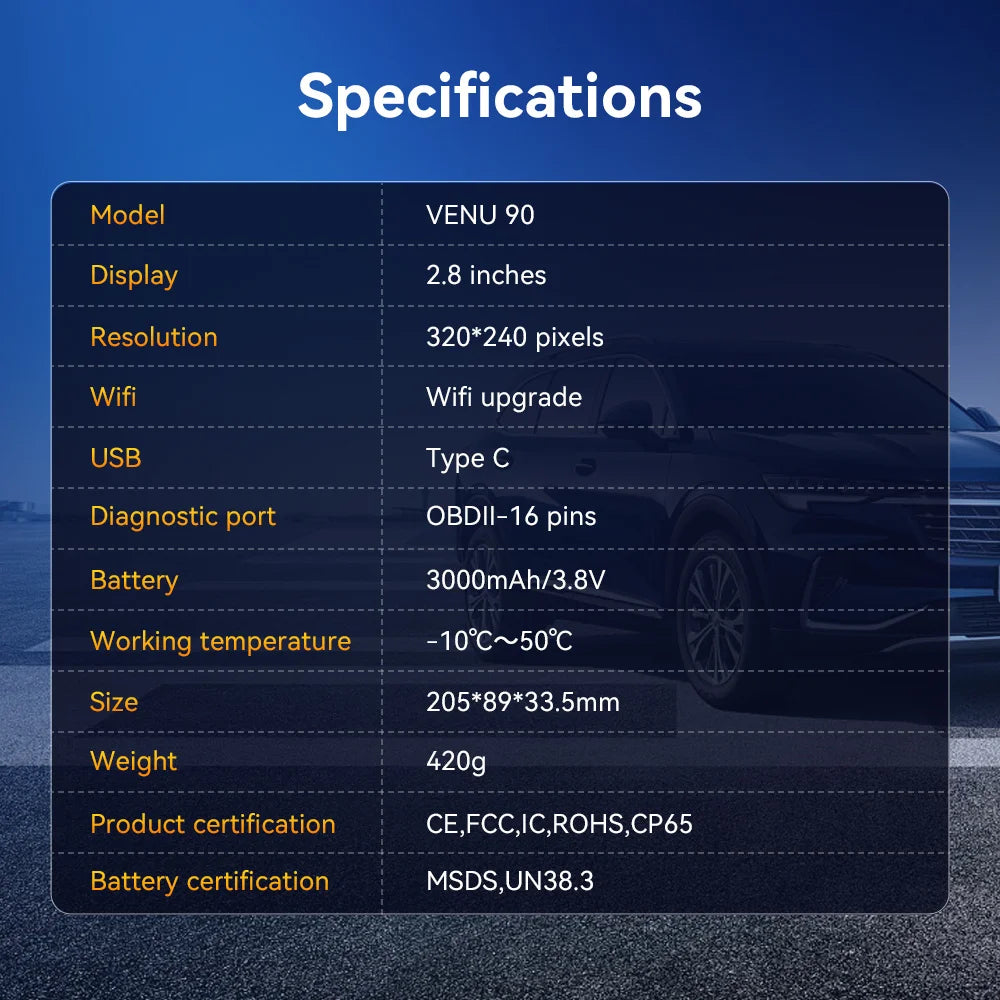 Herramienta Diagnóstico TPMS Thinkcar VENU 90 (315/433MHz) - Activación/Programación Sensores Presión Neumáticos
