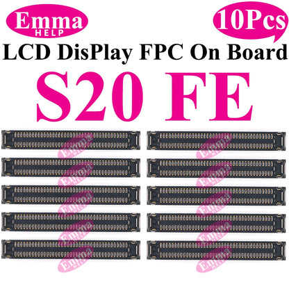 Conector de pantalla a bordo para Samsung S24 Plus S23 Ultra S22 S21 S20 FE Note 20 S10 LiteLCD pantalla FPC en enchufe de placa base, 10 Uds.