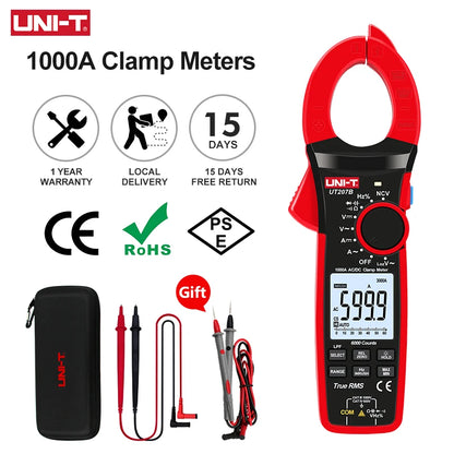 Pinza Amperimétrica Digital UNI-T UT207B/UT208B True RMS AC/DC 1000A 1000V LPF 6000 Cuentas