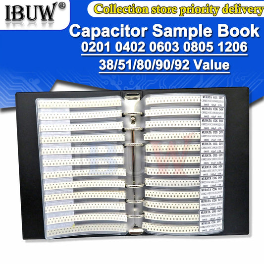 Libro Muestrario Capacitores SMD (0201-1206, Varios Formatos: 950/2550/4500 Piezas) - Opciones 100pF-10uF