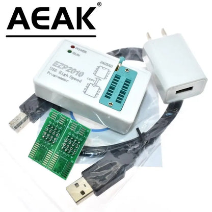 Kit Programador USB SPI Alta Velocidad AEAK EZP2010 + Clips Test + Sockets Soporta EEPROM 24/25/93, Flash 25 BIOS Chip