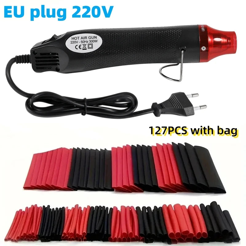 Kit Tubo Termoretráctil 2:1 (127/164/328/560 Piezas) con/sin Pistola Aire Caliente (EU/US 110V/220V) Aislante Cable