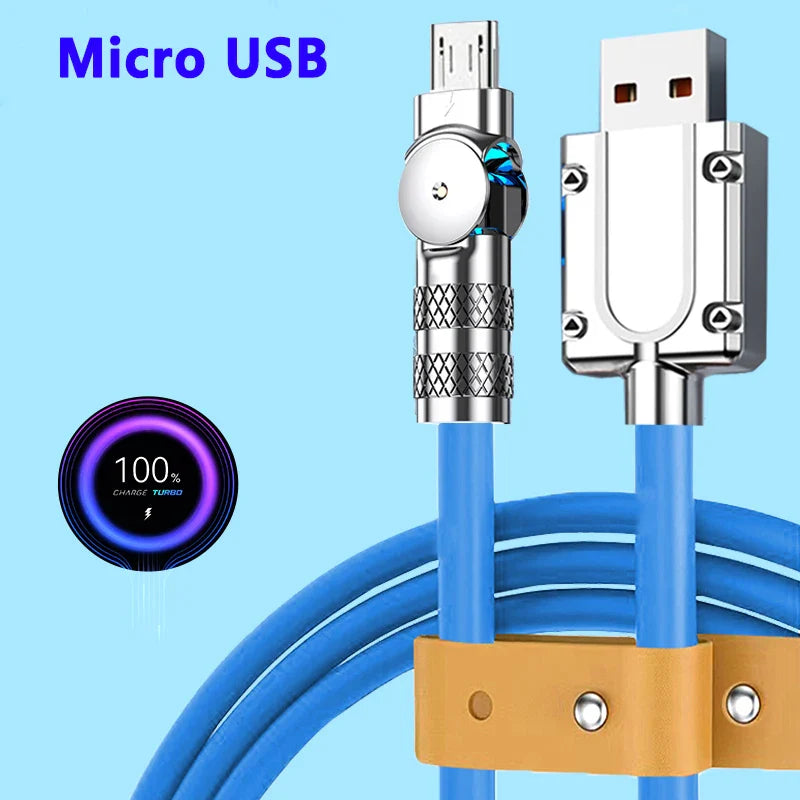 Cable Datos Micro USB Carga Rápida 120W 3A con Codo para Juegos Samsung Galaxy S7/S5/Xiaomi Android