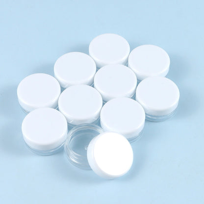Mini Caja Plástico Redonda Translúcida para Almacenamiento Embalaje Joyería (3x1.5cm, A Prueba Polvo, Durable) (Lote 10 Unidades)