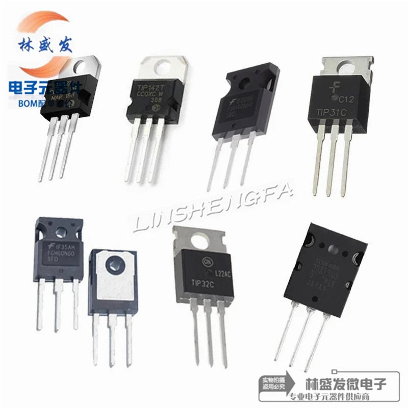 Lote 10 Pcs Transistores Darlington TO-220 (TIP120, TIP122, TIP125, TIP127, TIP142T, TIP147T)