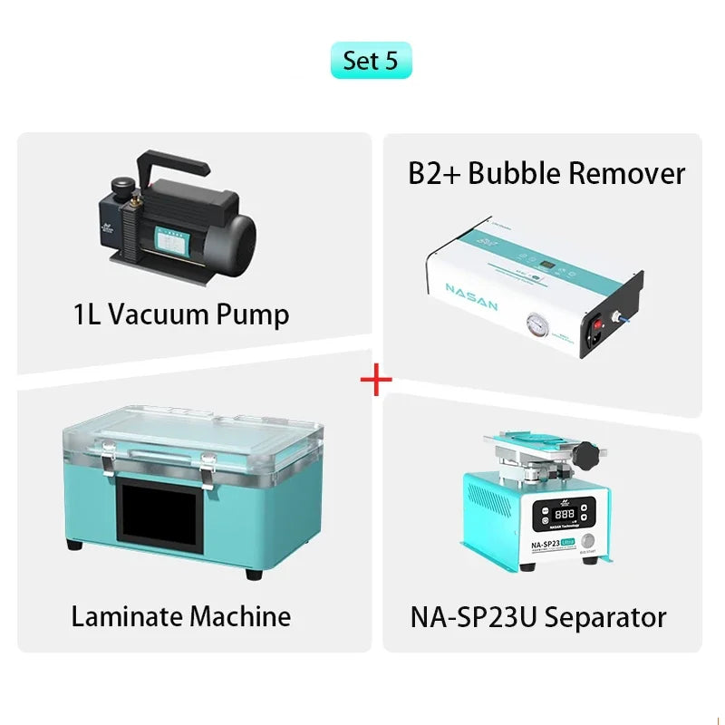 Máquina Laminadora Vacío Nasan NA-SUPA Lite + Removedor Burbujas NA-B2 + Separador NA-SP23 Ultra para Pantalla LCD Plana/Curva Reparación