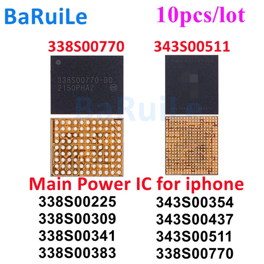 Circuito Integrado (IC) PMIC Alimentación Grande 338S00309/942/770/839 / 343S00437/511 para iPhone 8/X/XS/XR/11/12/13 Pro Max (10 Unidades)