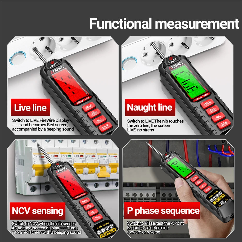 Lápiz Tester Voltaje Digital ANENG HA3015 (4V-600V) - 4000 Cuentas, Inteligente para Electricista/Automotriz
