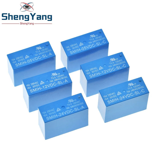 Relé Potencia SMIH 6/8-Pin 16A 250V - Bobina (5V/12V/24V DC) Contacto SL-A/SL-C - Lote 1 Pieza