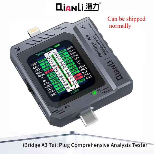 Detector QIANLI iBridge A3 para Puerto Carga (Lightning/Tipo C) en iPhone/Huawei/Samsung/Xiaomi