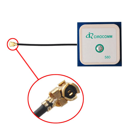 Antena GPS Activa Interna Beitian BT-580 Cirocomm (Cerámica 25x25x2mm, 32dB Ganancia, Conector IPEX, Cable 5cm)