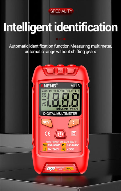 Mini Multímetro Digital Inteligente ANENG M113 (1999 Cuentas) Medidor Voltaje AC/DC/Ohm/NCV Herramienta Eléctrica