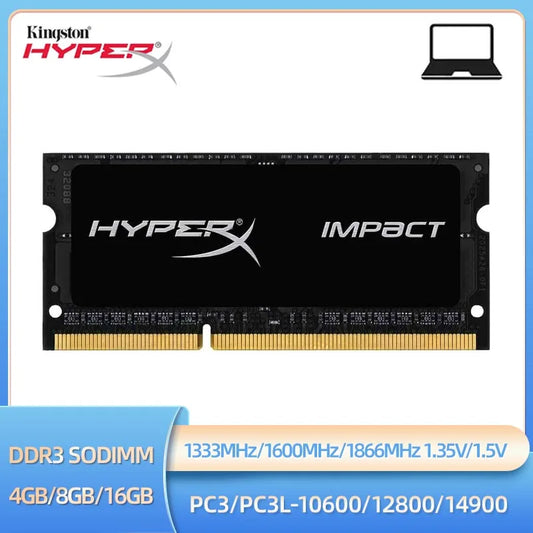 Memoria RAM HyperX Laptop DDR3/DDR3L SODIMM (4GB/8GB, 1333/1600/1866MHz, 1.35V/1.5V, 204pin) PC3-10600/12800/14900 (1/2 Unidades)