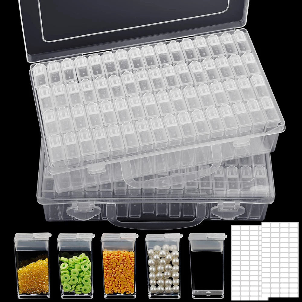 Caja Almacenamiento Plástico Organizador 28/32/48/56/64 Ranuras para Cuentas Pintura Diamante/Joyería/Accesorios DIY (1 Unidad)