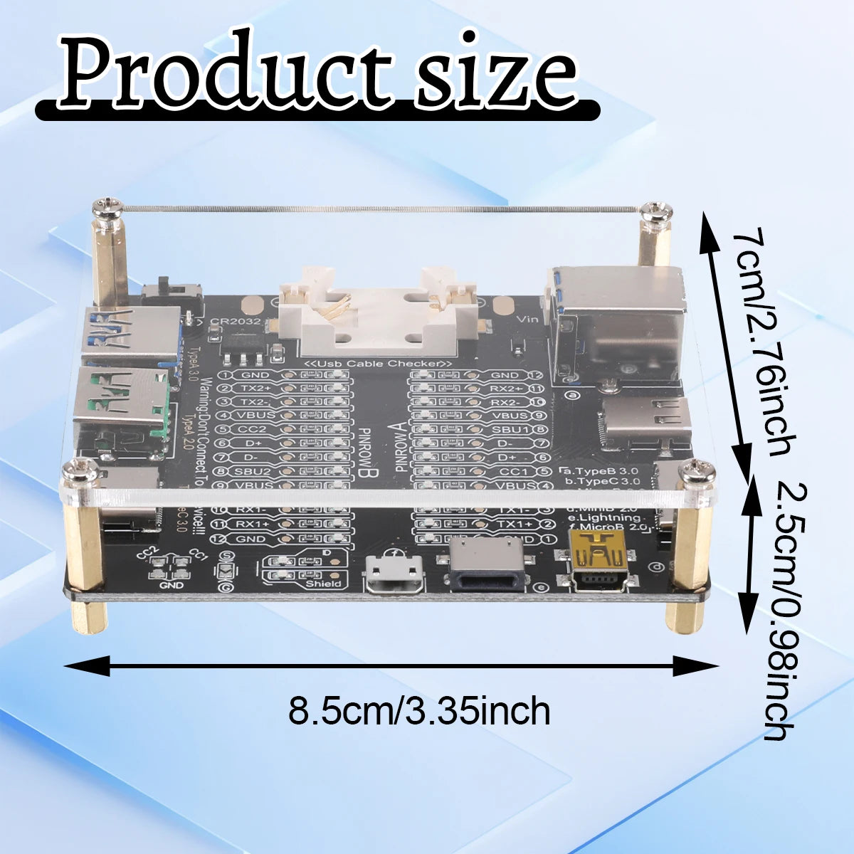 Tester Placa Prueba Cables USB (Tipo-C/B/Micro) Detección Cortocircuito/Anomalía para iOS/Android