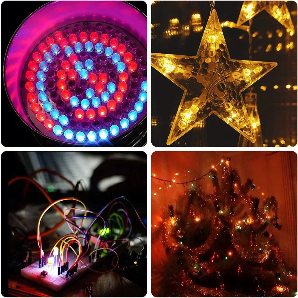 Diodo LED Multicolor Intermitente Lento/Rápido (5mm, 2 Pines, Lente Redonda Transparente) Componentes Electrónicos (50 Unidades)