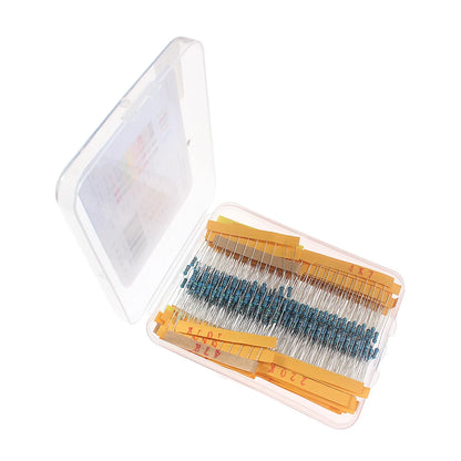 Kit Surtido Resistencias Película Metálica 1/4W 1% (1 Ohm - 10M Ohm) DIY Electrónico (500/2500 Piezas)