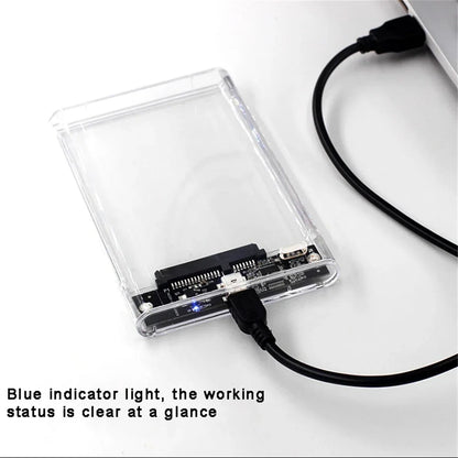 Carcasa Externa USB 3.0/Tipo C para Disco Duro HDD/SSD SATA 2.5" (UASP, Transparente, Portátil, Tool-Free)