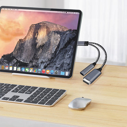 Adaptador OTG 2-en-1 USB-C a USB con Puerto Carga PD para Samsung/Huawei/Xiaomi/Laptop/Tablet