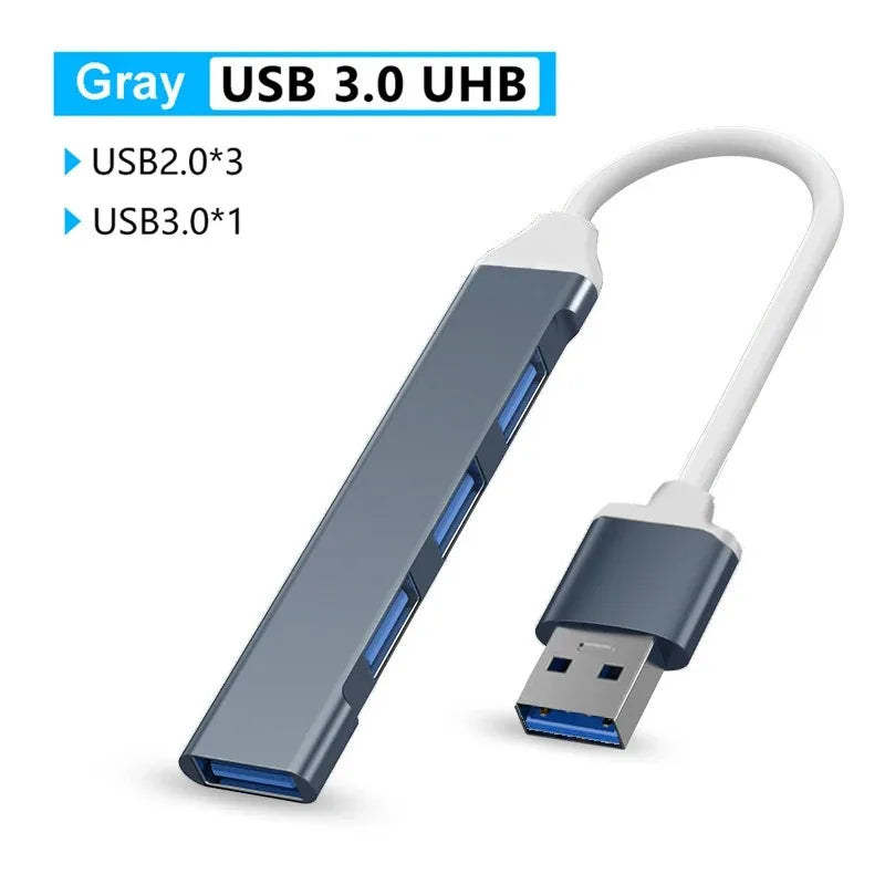 Hub USB-C 4-en-1 USB 3.0 + PD 60W + Type-C 3.1 Splitter OTG para Xiaomi/Lenovo/MacBook Pro/Air