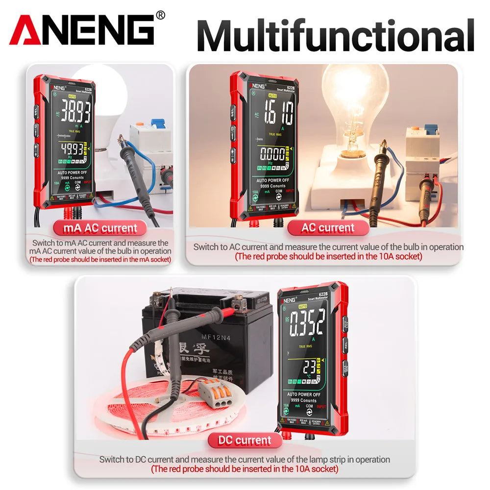 Multímetro Digital Inteligente ANENG 622B/622A True RMS 9999 Cuentas Lámpara Láser Autorango DC/AC Tester Analógico