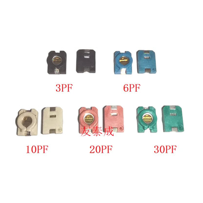 Capacitor Trimmer Cerámico SMD SEHWA Ajustable (3pF/6pF/10pF, 4.5x3.2mm) - Pack 5 Unidades (Valores Surtidos)