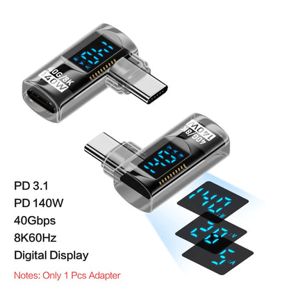 Adaptador USB-C Ángulo Recto 90°/Forma U (USB4 40Gbps, PD 140W, 8K@60Hz) para Thunderbolt 3/4